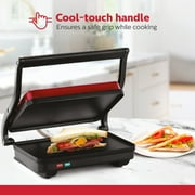 Holstein Housewares 2 Slice Non Stick Griddle, Metallic Red - Stainless Steel Panini Press Electric with Adjustable Temperature Settings and Nonstick Plates