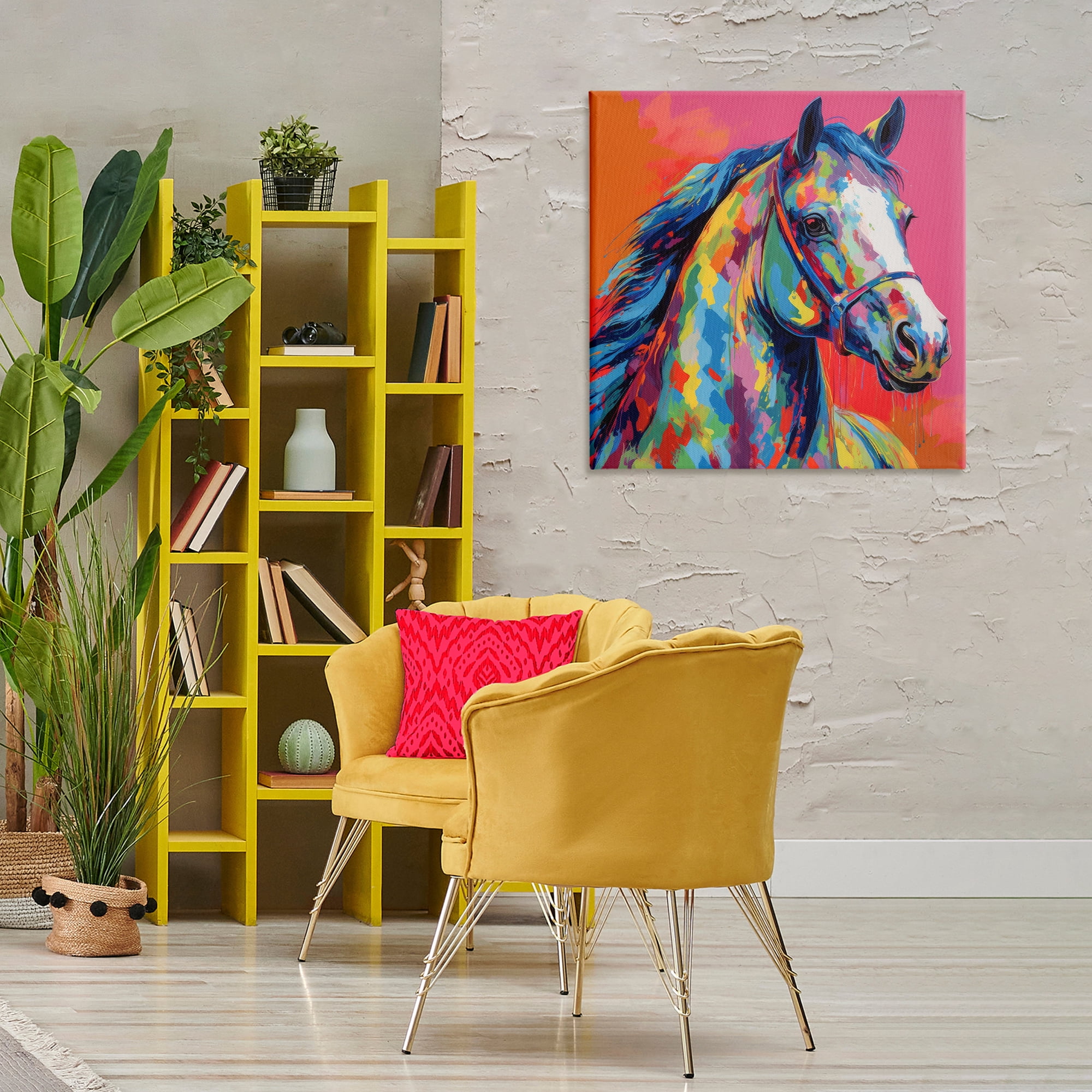 Stupell Industries Abstract Hue Horse Animals & Insects Painting Gallery Wrapped Canvas Art Print Wall Art, 30 x 30