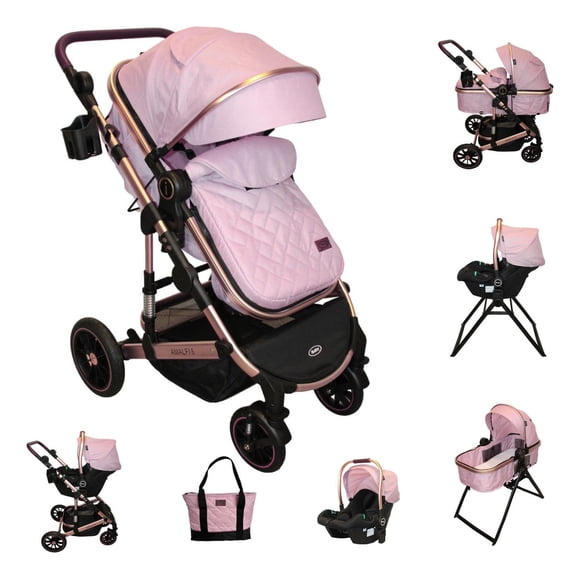 Carriola 6 En 1 | Base Mecedora | Autoasiento | Amalfi Ibaby rosa