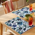 thumbnail image 4 of Blue Flowers Placemats Set of 1, Retro Abstract Art Floral Non-Slip Place Mats Washable Table Mats for Kitchen Dining Table Decorations Indoor/Outdoor, 4 of 9
