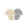 thumbnail image 6 of Qiylii Newborn Long Sleeve Bodysuit Single-breasted Button Round Neck Romper, 6 of 7