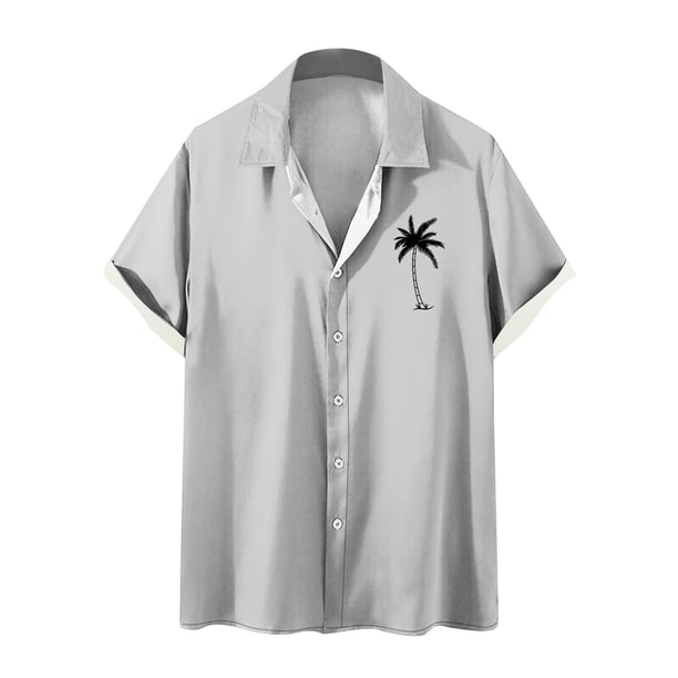 Camisas de Manga Larga para Hombres Blusa Cómoda de Cuello de Impresión, Camisa Casual de Poliéster para Uso Diario, de Fiesta Y de Primavera de Verano