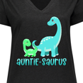 thumbnail image 4 of Inktastic Auntie-saurus Cute Brontosaurus Family Women's Plus Size V-Neck T-Shirt, 4 of 5