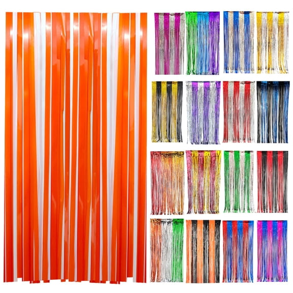 Gold & Silver Foil Fringe Curtain, 33 x 66 ft Metallic Tinsel Streamer Party Backdrop, Photo Booth Decoration for Birthdays, Weddings & Anniversaries