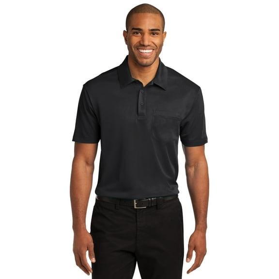 Port Authority Silk Touch Performance Pocket Polo-XS (Black)