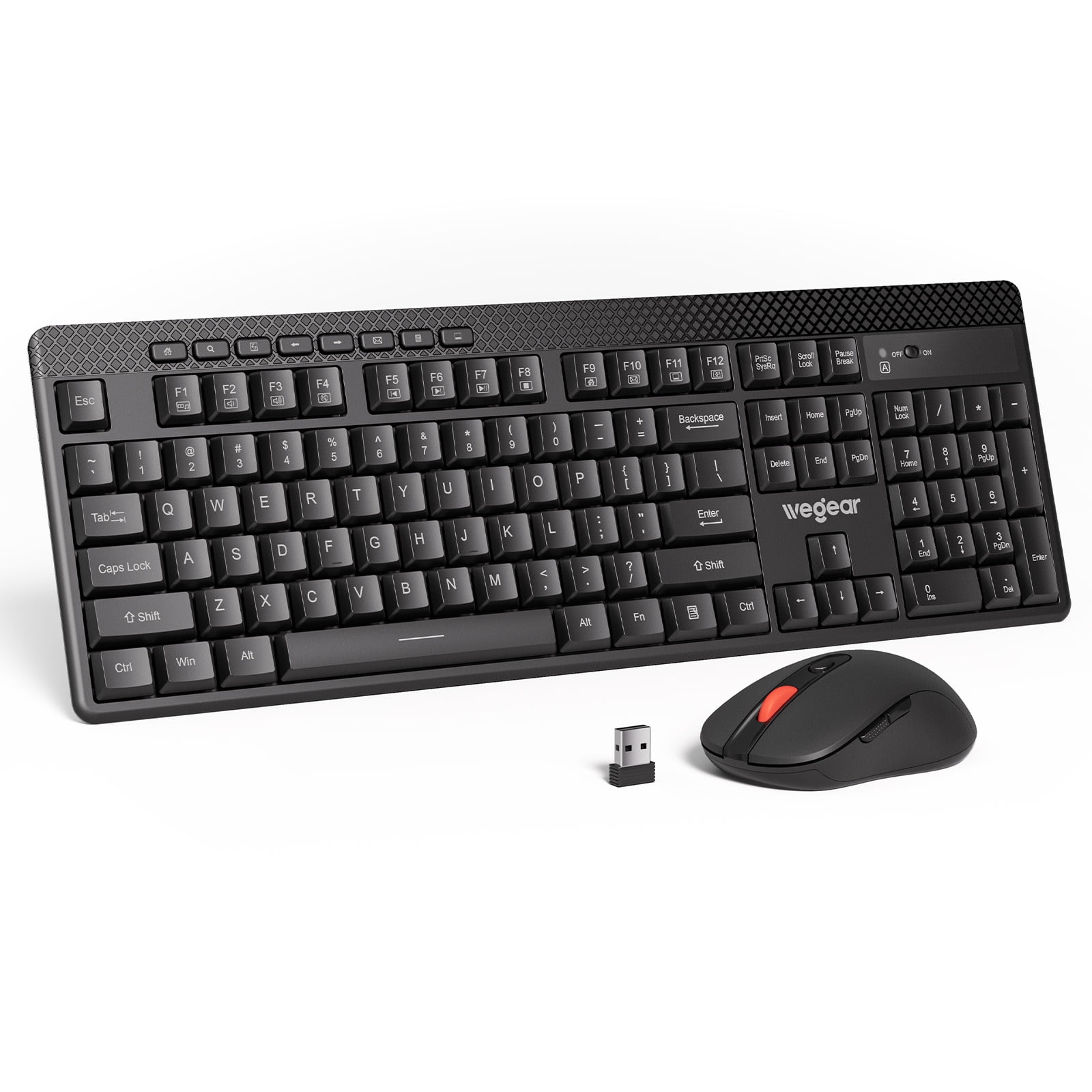 Silent Wireless Keyboard and Mouse Combo,2.4 GHz 104 Full Size Keyboard , 8 Multimedia Keys, 6-Button Mouse,Portable for Windows,Mac Os,Desktop,Laptop,PC