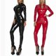 thumbnail image 2 of Shiny Patent Leather High Neck Bodysuit with Cutout Detail and Lace-Up Zipper Design for Women Slim Fit Catsuit Outfit, 2 of 4