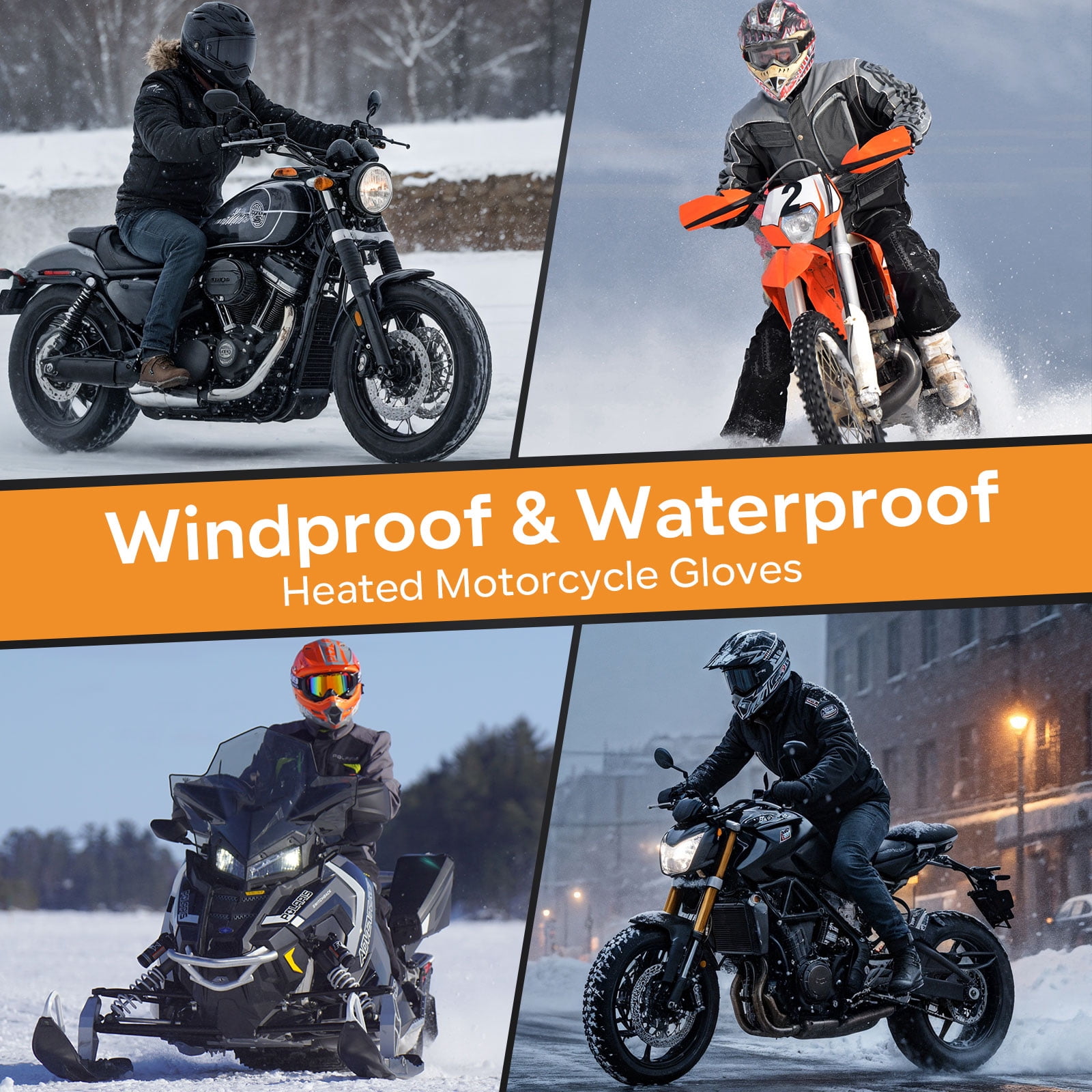SNOW DEER Heated Gloves for Men Women, Temperature Display Heated Motorcycle Gloves, 2200mAh Rechargeable Battery Winter Gloves for Skiing Motorcycle Cycling Fishing Hunting