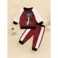 thumbnail image 2 of Bagilaanoe 2Pcs Toddler Baby Girl Long Pants Set Coconut Tree Letters Embroidery Long Sleeve Sweatshirt Pullover Tops+ Trousers 1T 2T 3T 4T 5T 6T Kids Fall Casual Sweatsuit, 2 of 9