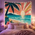 thumbnail image 2 of Tropical Coastal Sunrise Beach Scene, Warm Retro Graphic Style for Beach Lovers, Tropical Home Decor Housewarming Gift Tapestry Wall Hanging for Living Room Bedroom and Dorm, 2 of 7