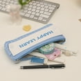 thumbnail image 5 of Canvas Pencil Case, Large Capacity Cute Korean Stationery Box, Washable Canvas Zipper Pouch for Office Home, Blue, 5 of 7