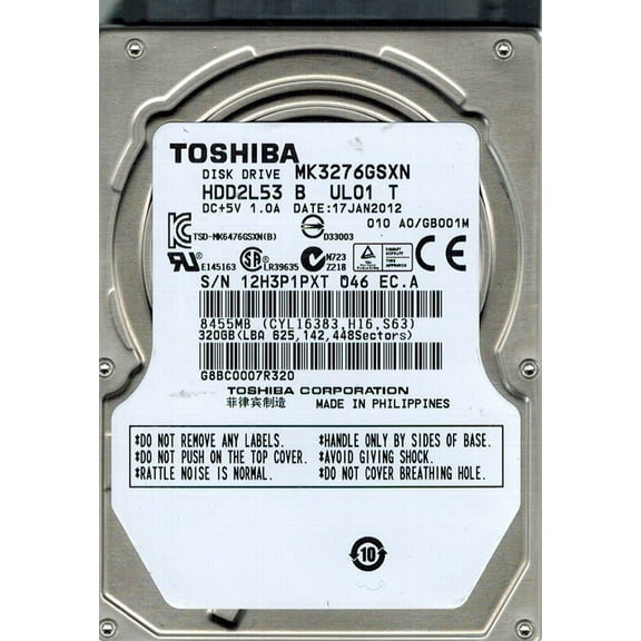 Toshiba MK3276GSXN HDD2L53 B UL01 T 320GB PHILIPPINES