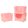thumbnail image 3 of Basicwise Bacs de Rangement Empilables en Plastique, Rose (QI003215P), 3 of 3