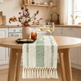 thumbnail image 3 of Boho Table Runner, Farmhouse Macrame Wedding Table Runner For Garden & Outdoor Decor, Summer And Autumn Bridal Shower Decor, Rustic Woven Cotton Crochet Lace With Tassels For Living Room, 108x12 Inch, 3 of 8