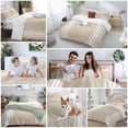 thumbnail image 6 of Beige Striped Bedding 3 Piece Duvet Cover Set Full Size, Farmhouse Luxurious White Stripes Modern Abstract Art Soft Microfiber Comforter Cover with Zipper Closure & Pillowcases, Quilt Cover, 6 of 9
