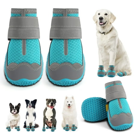 Dog Shoes for FEV6 Large Dogs  Medium Dog Boots & Paw Protectors for Hardwood Floors  Outdoor Dog Booties for Hot Pavement Winter Snow Hiking  Breathable Dog Shoes with Reflective Strips Size 5