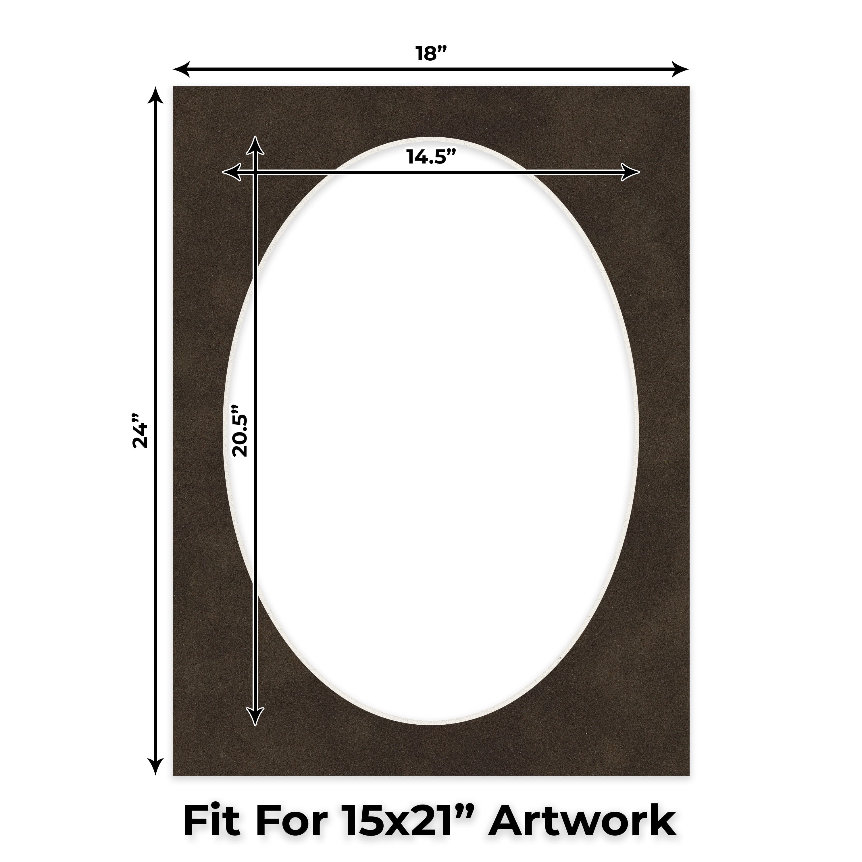 Brown Suede Picture Frame Mat for 18x24 Frames - Oval Opening for 15x21 Photos - 50 Mats