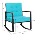 thumbnail image 3 of Patiojoy 2PCS Outdoor Wicker Rocking Chairs Glider Rattan Rocker Recliner with Turquoise Cushion, 3 of 8