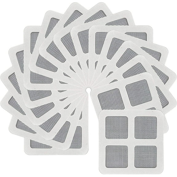 16pcs Door and Window Screen Sticky Repair Patch, 4x4 Inch Self-Adhesive Fiberglass Holes Cover Mesh Tape Kit, Strongly Bonded Waterproof Mesh Fabric for Door and Window Screen Surface DIY Repairment