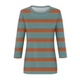 thumbnail image 5 of Annhoo Hauts d'Automne pour Femmes 2025 Mode Manches 3/4 Col Ras du Cou Chandails à Enfiler Chemises Décontractées Confort Blouses à Rayures Imprimées, 5 of 5