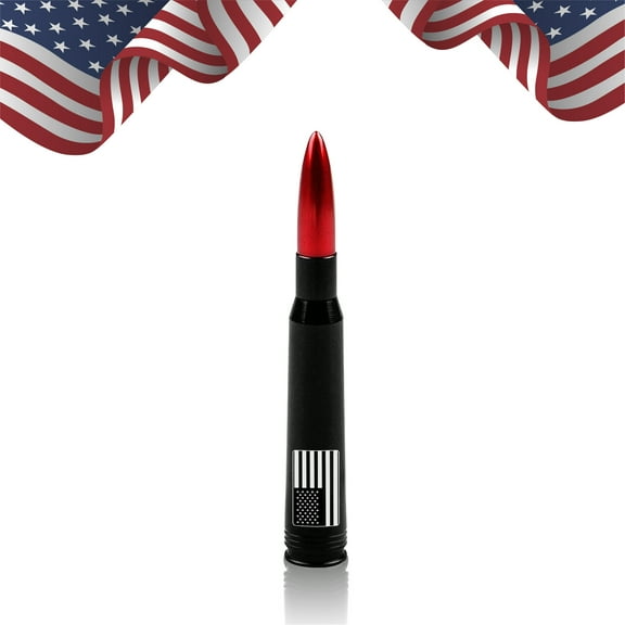Antenna 50 Cal Red Bullet (5.5-inch) Ammo for Chevy 1500 Silverado Ford F150 and Jeep Wrangler (Multiple adaptors)