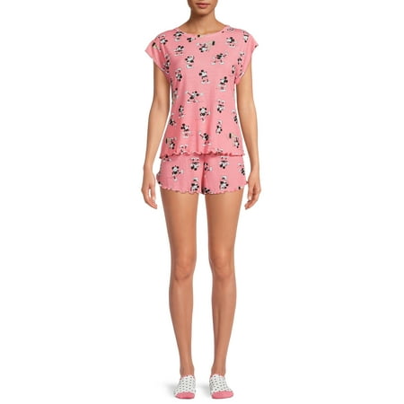 

Disney Women s and Women s Plus Mickey Mouse Top and Shorts Pajama Set 3-Piece
