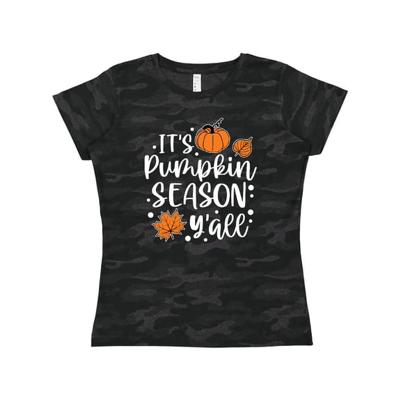 Inktastic Thanksgiving It's Pumpkin Season Y'all with Fall Leaves Women's T-Shirt