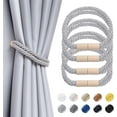 thumbnail image 1 of 4 Pack Strong Magnetic Curtain Tiebacks Boho Decoration Drape Tie Backs Natural Cotton Handmade Double Rope Curtain Holdbacks for Thin or Thick Home & Office Window Drapery (Light Grey), 1 of 5