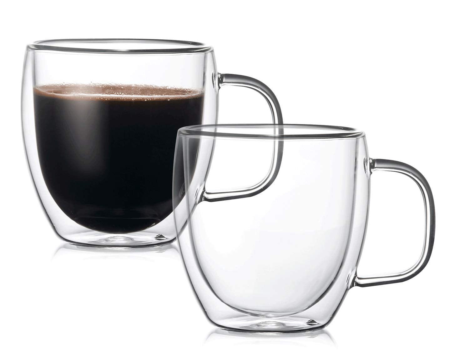 Borosilicate Glass Set of 2 KAFFA Double Walled Glass Coffee Cups 350ml