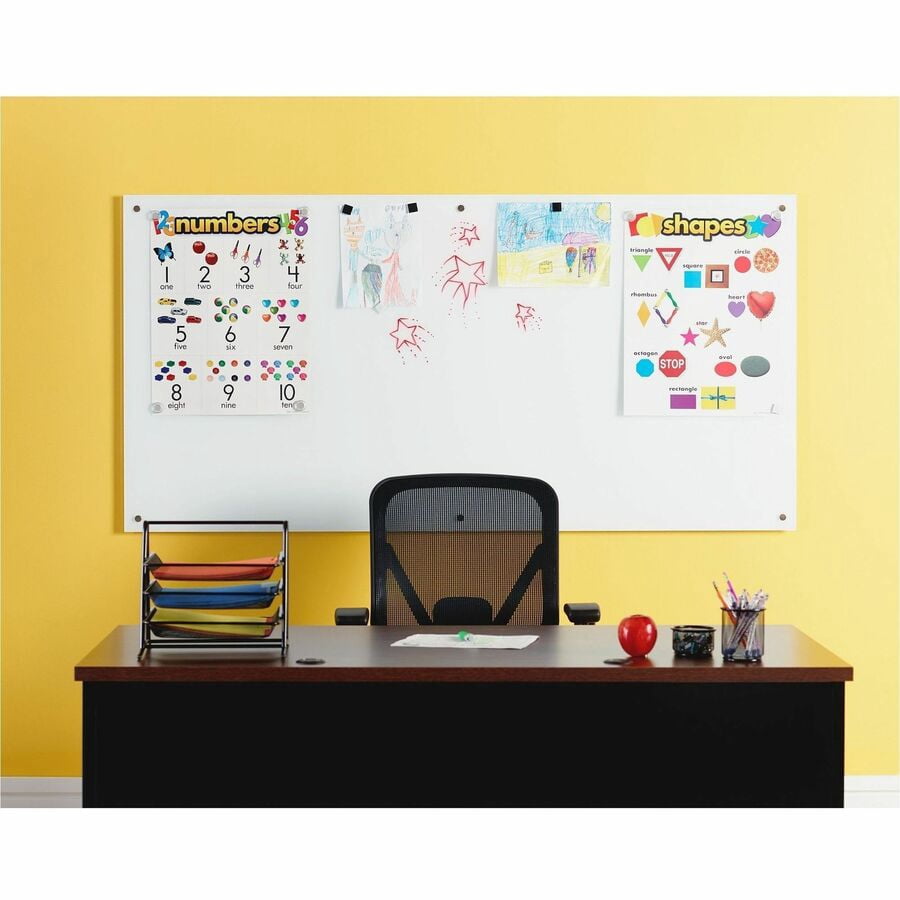 Lorell Dry-Erase Board Glass 96"Wx1/10"Lx48"H White 55665