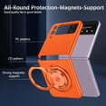 thumbnail image 6 of Magnetic Case for Samsung Galaxy Z Flip 3 Case with Kickstand & Ring Holder, [Compatible with MagSafe Charging] Slim Ultra PC Back Scratch-Resistant Military Grade Shockproof Case, Orange, 6 of 14