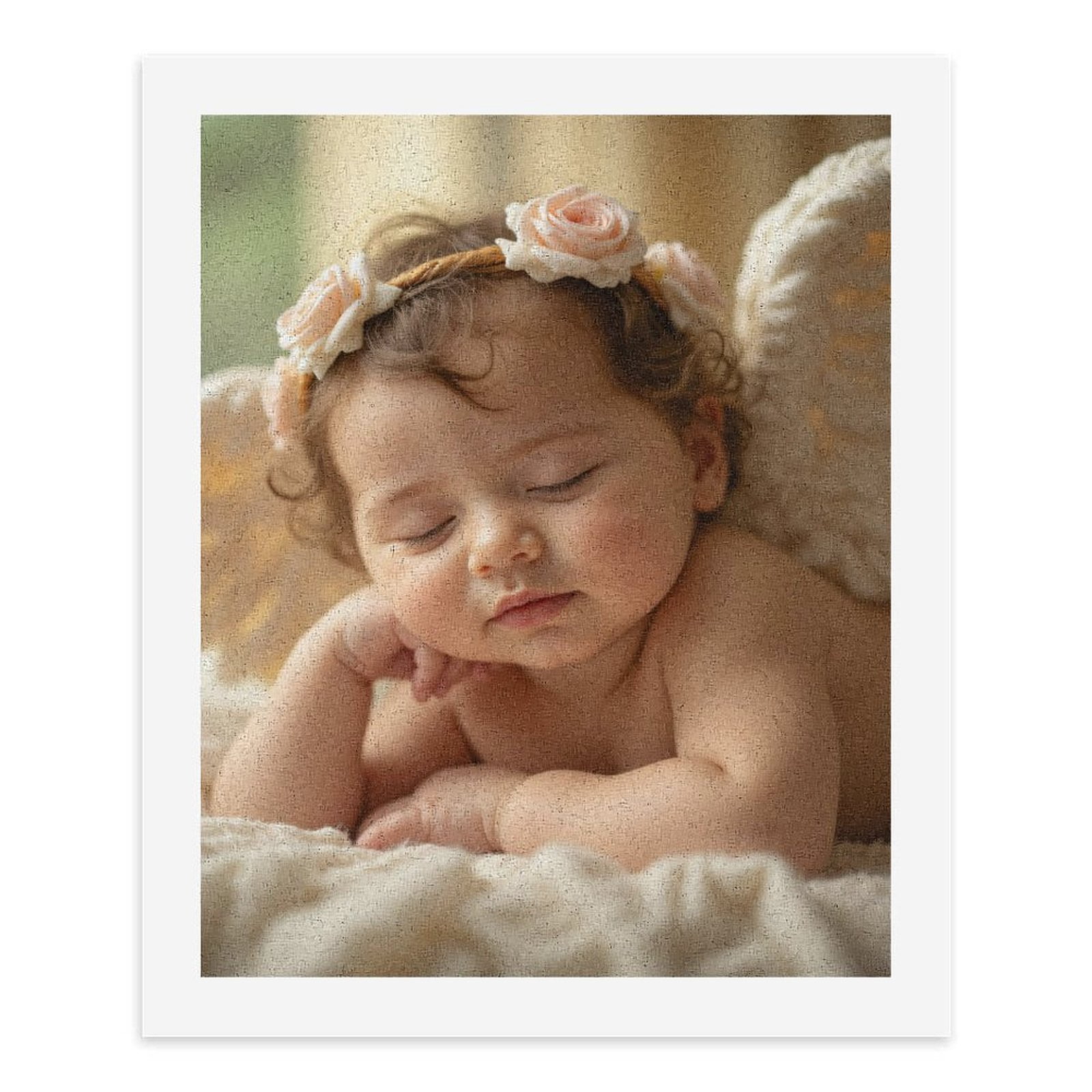 Paint By Numbers Kit for Adults Beginner - DIY Sleeping Angel Flowers Canvas Painting Kits for Adults, Frameless Paint By Number for Adults for Home Wall Decor 16x20 Inch