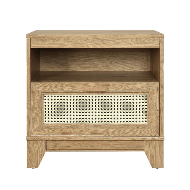 Manhattan Comfort Sheridan Table de Nuit Moderne en Canne dans la Nature