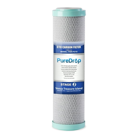 PureDrop PDR-FC15 2.5"x10" Carbon Block Water Filter Cartridge Replacement