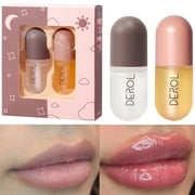 Lip Plumper Lip Gloss Lip Care Set, 2Pcs Derol Lip Plumper Set Day and Night for Lip Fuller Moisturizing & Reduce Fine Lines