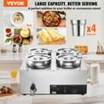 thumbnail image 3 of VEVOR Electric Soup Warmer, Four 7.4QT Stainless Steel Round Pot, 1500W Commercial Food Warmer, 86~185°F Adjustable Temp, Bain Marie with Anti-Dry Burn and Reset Button, for Restaurant, Buffet, 3 of 10