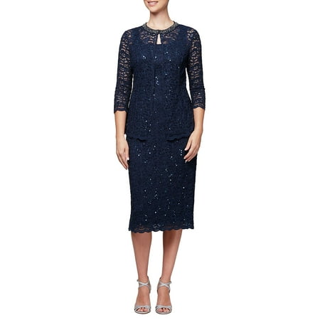 Alex Evenings Sleeveless - Petite Petite Two-Piece Sequin Sleeveless Dress & Jacket