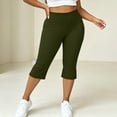 thumbnail image 5 of Noric Women's Plus Size Bow Tie Cuff Capri Leggings High Waist Stretchy Yoga Pants Side Split Casual Workout Cropped Tights, 5 of 9