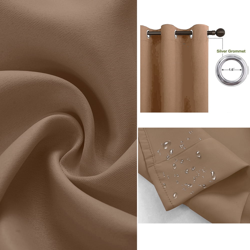 Topchances Upgraded Brown Grommet Blackout Outdoor Curtains, "54 x 84" Inches 2 Panels