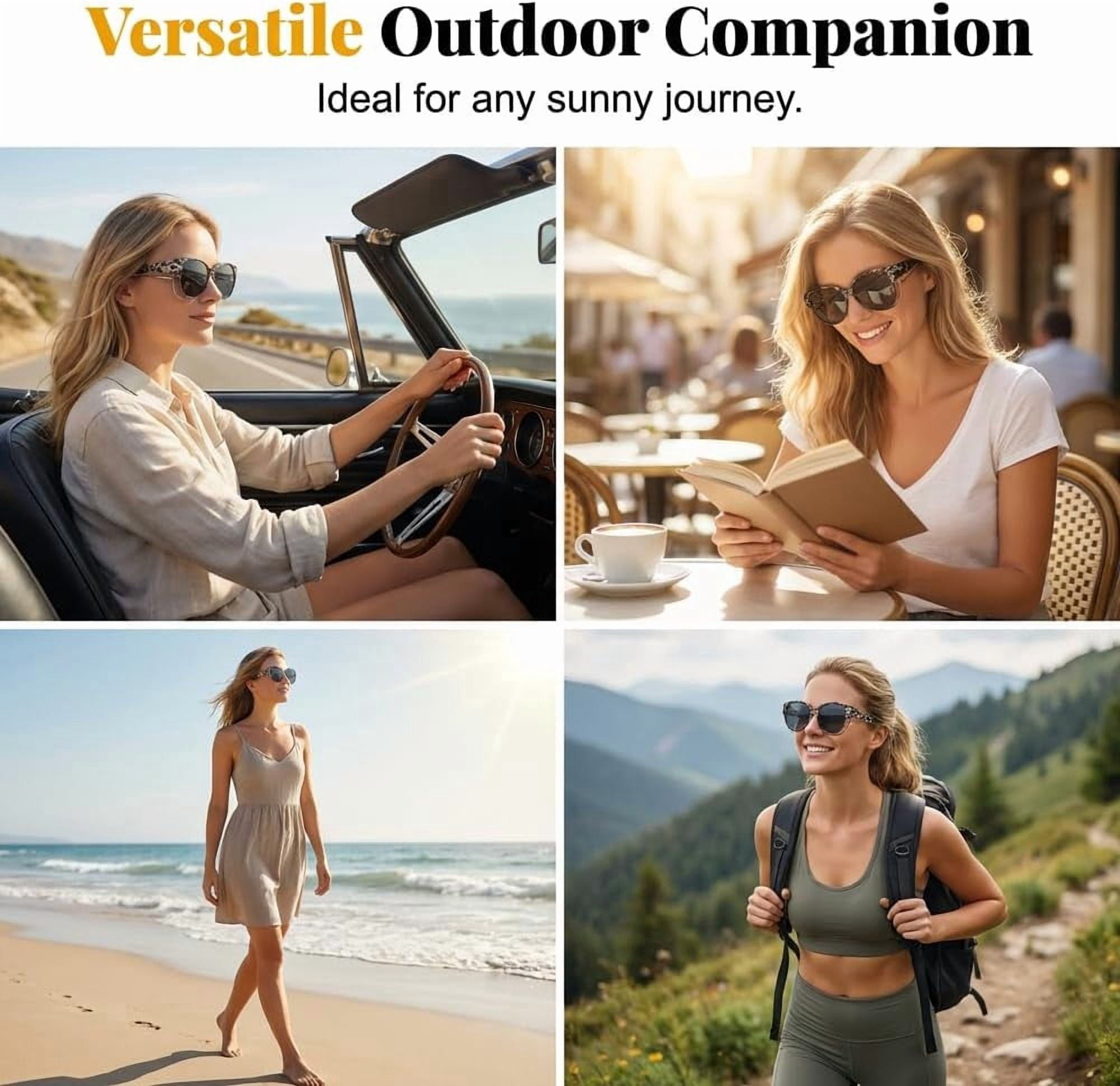 Shoreside Polarized Fit-Over Sunglasses, Trendy Round Cat-Eye Sunglasses for Women & Men (L)