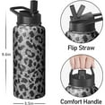 thumbnail image 2 of 32oz Leopard Water Bottle with Handle and Flip Straw, Sports Stainless Steel Insulated Cup Travel Coffee Mug Tumbler, Birthday Mothers Day Chritmas Gifts for Women, 2 of 6