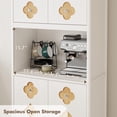 thumbnail image 3 of Garvee Pantry Cabinet with Carved Door, 72" Tall Kitchen Hutch Storage Cabinet with Shelf for Microwave, Freestanding Wooden Cupboard with Crystal Handle, for Dining Living Room, Antique White, 3 of 8