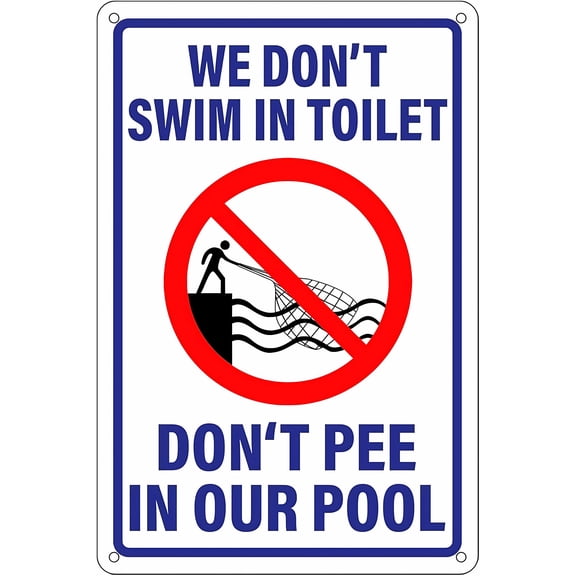 Pool Warning Sign Wall Art Decor Plaque - 8"x12" Decorative Sign, Swimming Pool Water Park Courtyard Bar Hotel Outdoor Decor