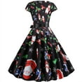 thumbnail image 4 of Qertyioot Christmas Robe Imprimée pour Femmes, Mode Hiver Manches Courtes Vintage Décontractée, 4 of 8