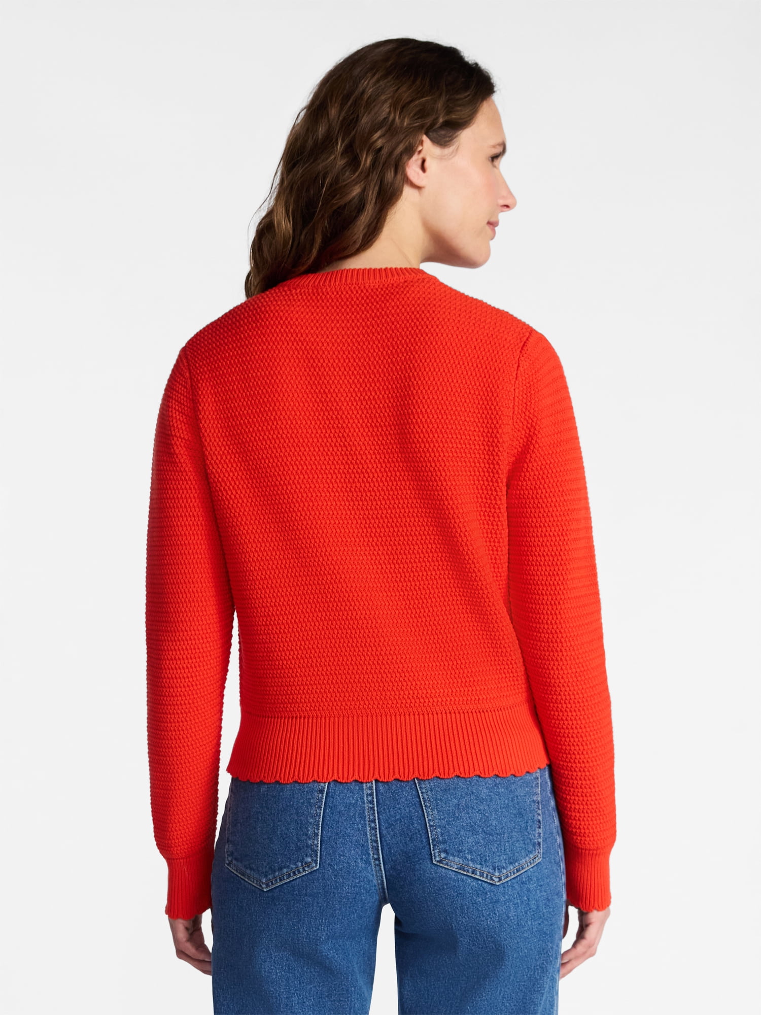 Time and Tru Women's Textured Knit Cardigan Sweater with Long Sleeves, Sizes, XS-XXXL