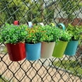thumbnail image 3 of Metal Hanging Planter Flower Pot with Drain Hole Detachable Hook Railing Plant Pot for Balcony Garden Fence, 3 of 8