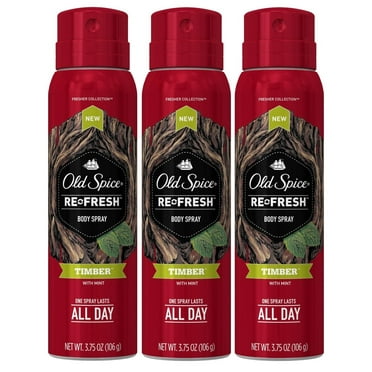 Old Spice Re Fresh Body Spray - Fresher Collection - Timber - Net Wt. 3.75 OZ (106 g) Each - Pack of 3