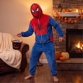 thumbnail image 4 of Unisex Spider Superhero Zip Up Hoodie, Full Mask Plush Fleece Halloween Cosplay Sweatshirt Jacket with Pockets, Vermilion, S, 4 of 5