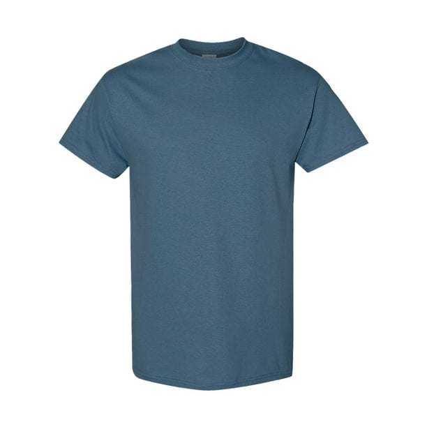 Gildan - Camiseta básica de manga corta Modelo Heavy Cotton para hombre - 100% algodón gordo (Paquete de 5) (Azul indigo) Gildan UTBC4807_indigoblue