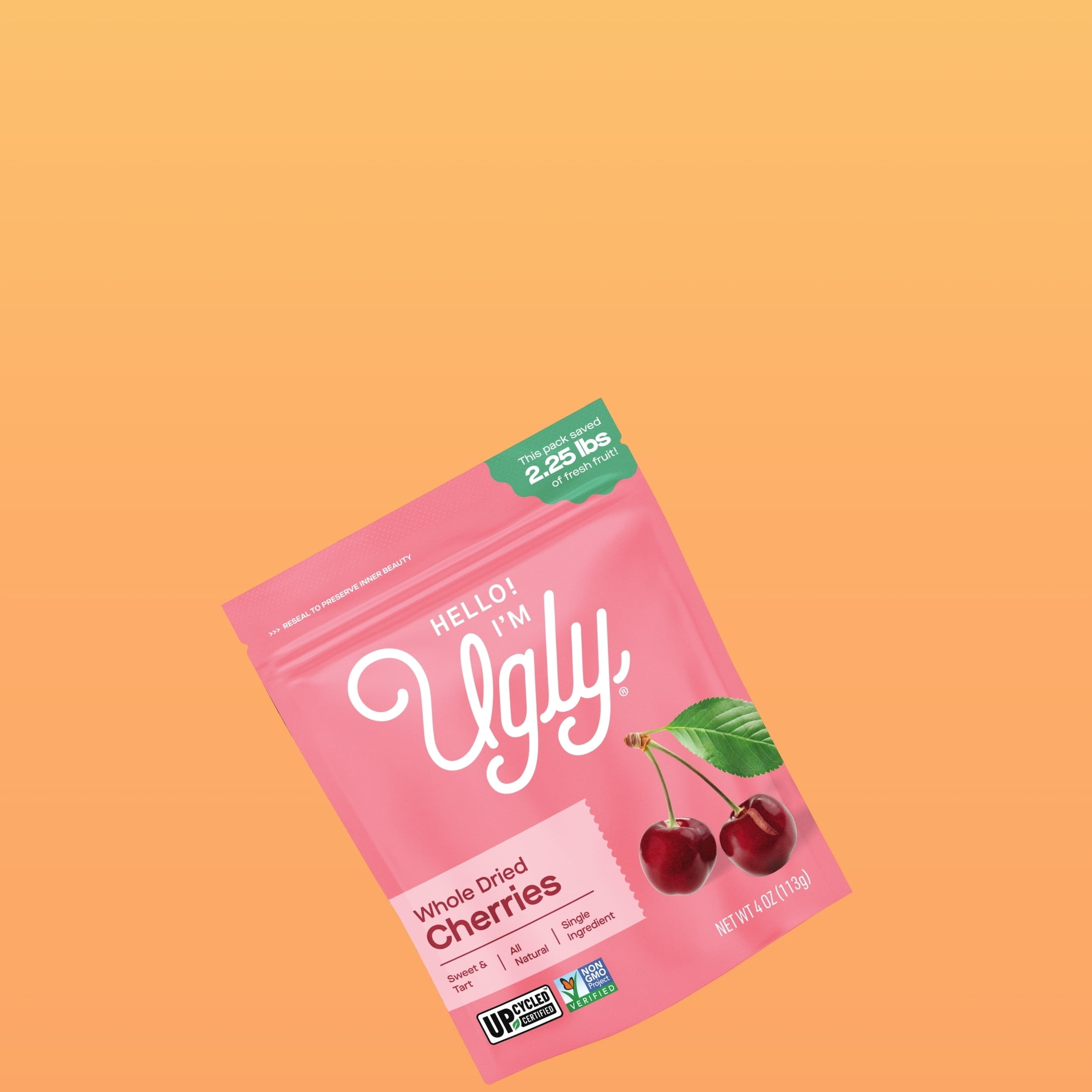 Hello! I'm Ugly Dried & Whole Cherries, No Sugar Added Snacks, Unsweetened Dried Fruit, 4 oz